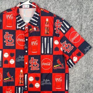 St. Louis Cardinals Hawaiian Style Short Sleeve Button Up Shirt XL Coca Cola SGA